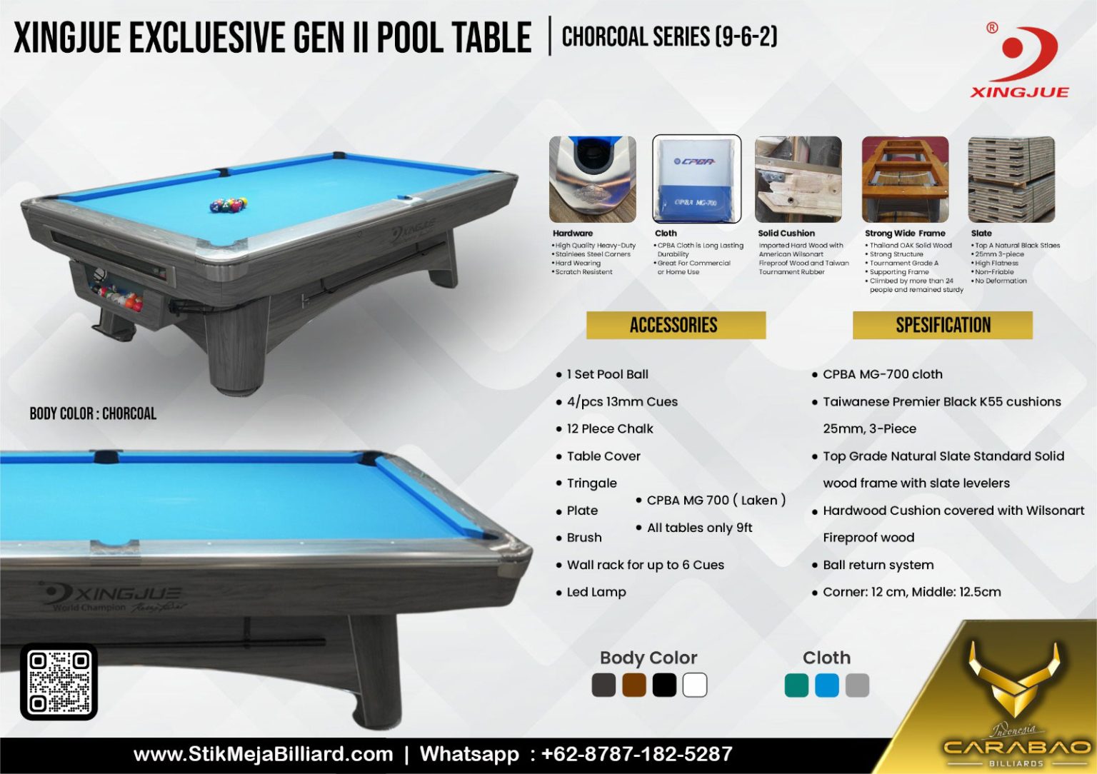 Meja Billiard Import Merk Xing Jue Pool Tables International